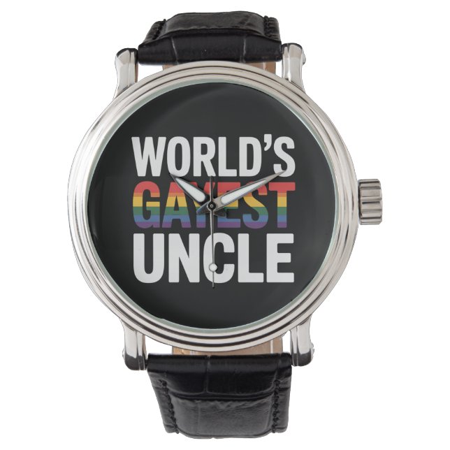 Världens gayaste farbror HBTQ HBT Pride-anhängare  Armbandsur (Framsida)