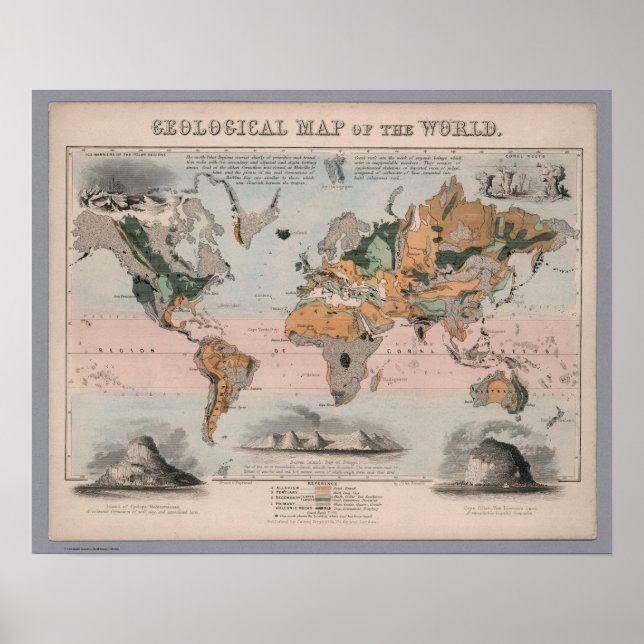 Världens geologiska Karta Poster (Framsidan)