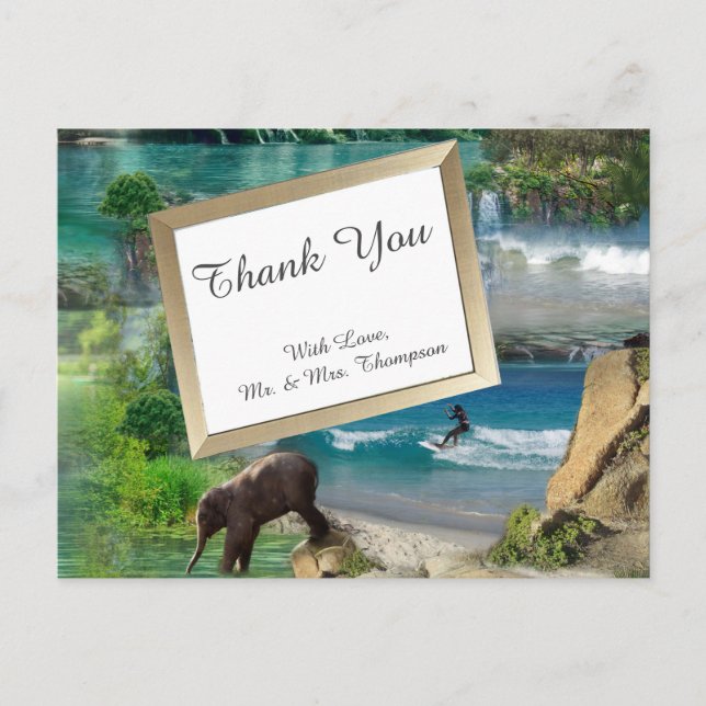 Världens hav och floder, sjöar och sportaktivitete vykort (Framsida)