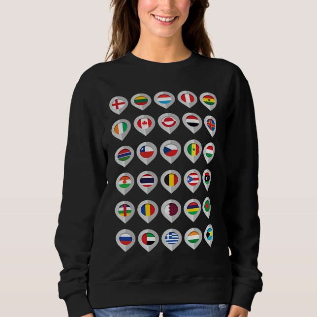 Världens Internationella  Länder Flaggor för T Shirt (Framsida)