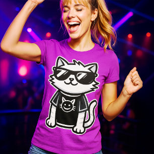 Världens kallaste katt med solglasögon Lila T Shirt