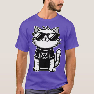 Världens kallaste katt med solglasögon Lila T Shirt