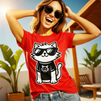 Världens kallaste katt med solglasögon Röda T Shirt