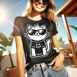 Världens kallaste katt med solglasögon svart t shirt