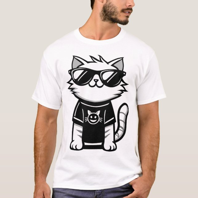 Världens kallaste katt med solglasögon vita t shirt (Framsida)
