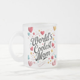 Världens kallaste Mamma - Cute Colorful Hearts & S Frostad Glasmugg