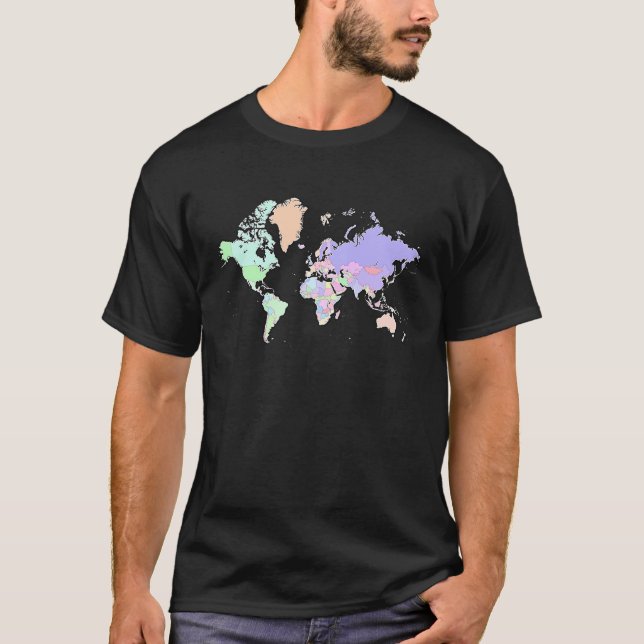 Världens land-internationella färgade karta t shirt (Framsida)