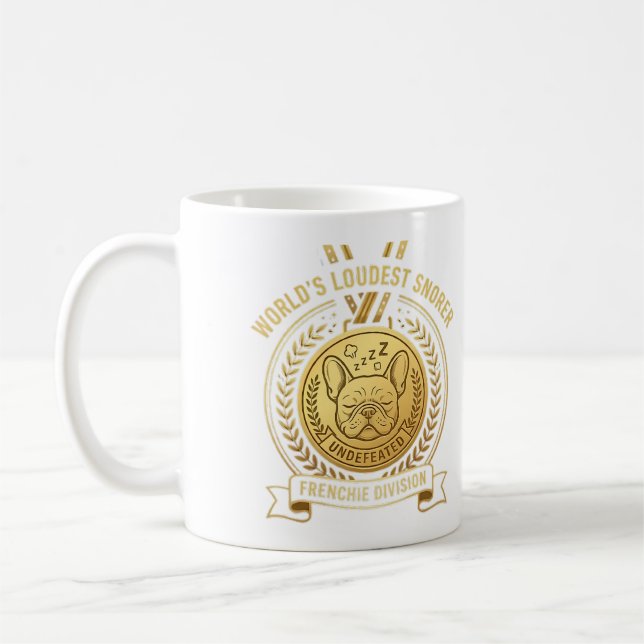 Världens ljudligaste snarkare Frenchie-prisdekal Kaffemugg (Vänster)