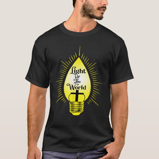 Världens ljus i en glödlampa med kor de t shirt (Framsida)