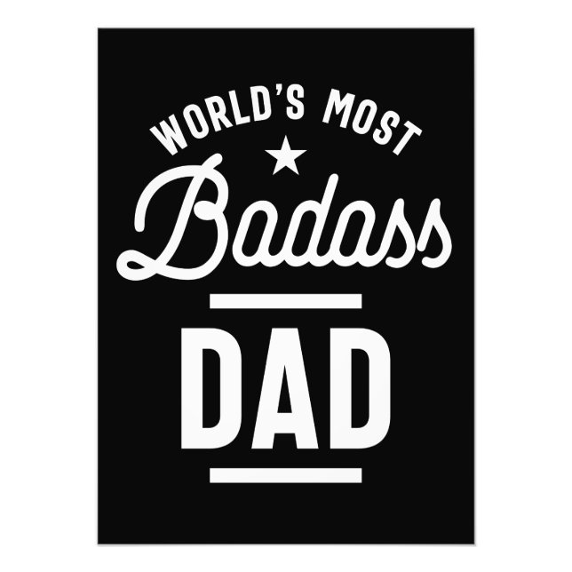 Världens mest Badass Pappa T-shirt Fars dag Fototryck (Framsidan)