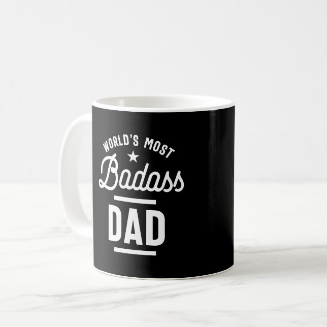 Världens mest Badass Pappa T-shirt Fars dag Kaffemugg (Framsida vänster)