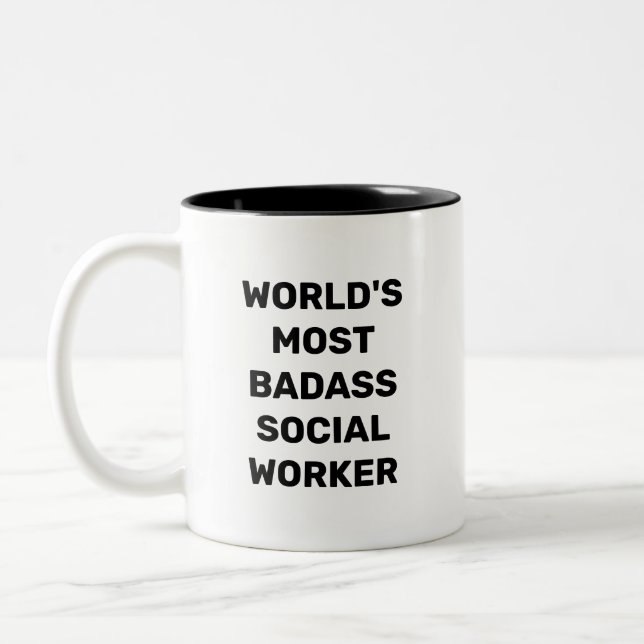 Världens Mest Badass Socialarbetare Kaffe Mugg (Vänster)