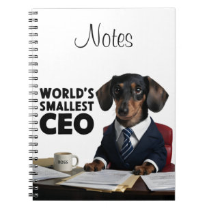 Världens minsta VD, gullig dachshund i kostym Anteckningsbok