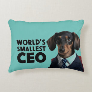 Världens minsta VD, gullig dachshund i kostym Prydnadskudde