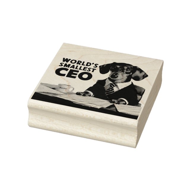 Världens minsta VD, gullig dachshund i kostym Stämpel (Stämpel)