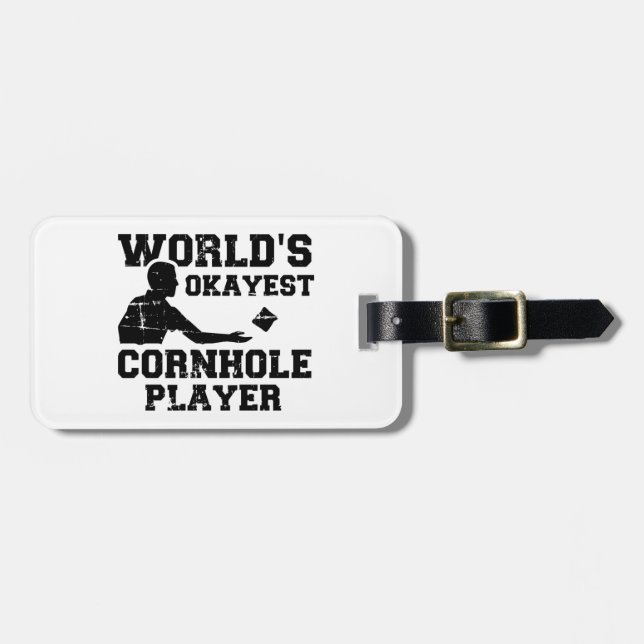 Världens okayest cornhole player bagagebricka (Horisontell Framsida)