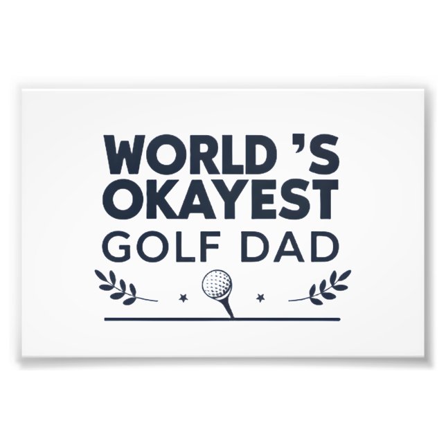Världens Okejaste Golfpappa Vintage-Emblem Fototryck (Framsidan)