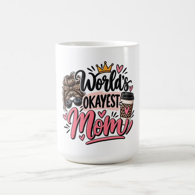 Världens okejaste mamma Leopardtryck Tovig baddräk Kaffemugg (Center)