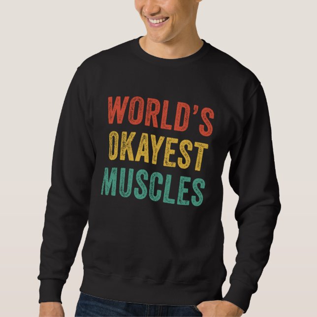 Världens okejaste muskler gym fadersdag pappa vint lång ärmad tröja (Framsida)