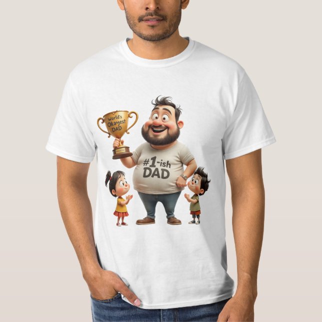 Världens okejaste pappa – rolig tecknad fadersdag  t shirt (Framsida)