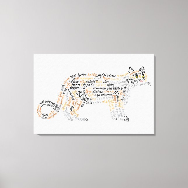 Världens Ord Kalico Katt Canvastryck (Framsida)