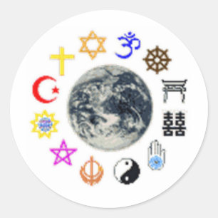 VÄRLDENS RELIGIONER RUNT KLISTERMÄRKE