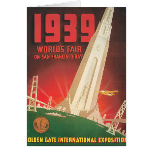 Världens reser mässa 1939 San Francisco affische Hälsningskort