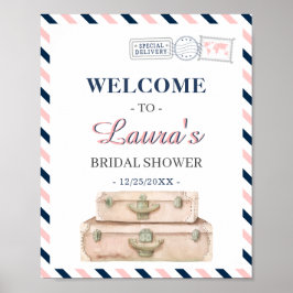 Världens resflygbolag Bröllopsdusch Navy Välkommen Poster