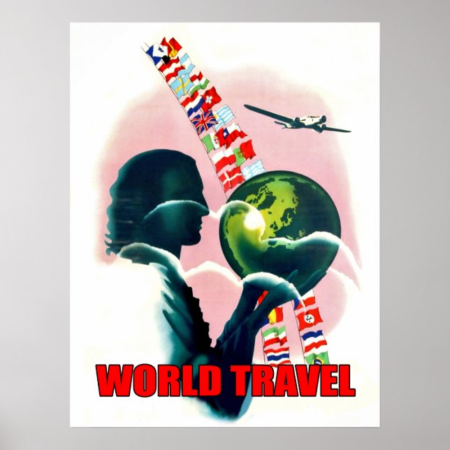 Världens resvärld, vintage poster (Framsidan)