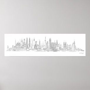 Världens Skyline (Svarta + vita) Poster