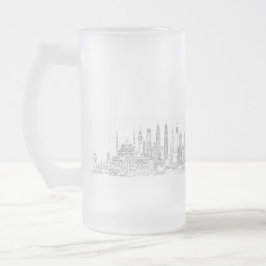 Världens Skyline (svartvitt) Frostat Ölglas