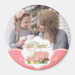 Världens sötaste Moster Cupkaka Mönster Gift Magnet