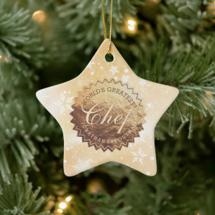 Världens största Chef faux guld emblem jul Julgransprydnad Keramik