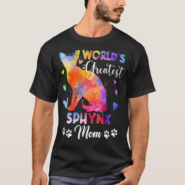 Världens Största Färgrika Sphynx Katt Mamma Unge T Shirt (Framsida)