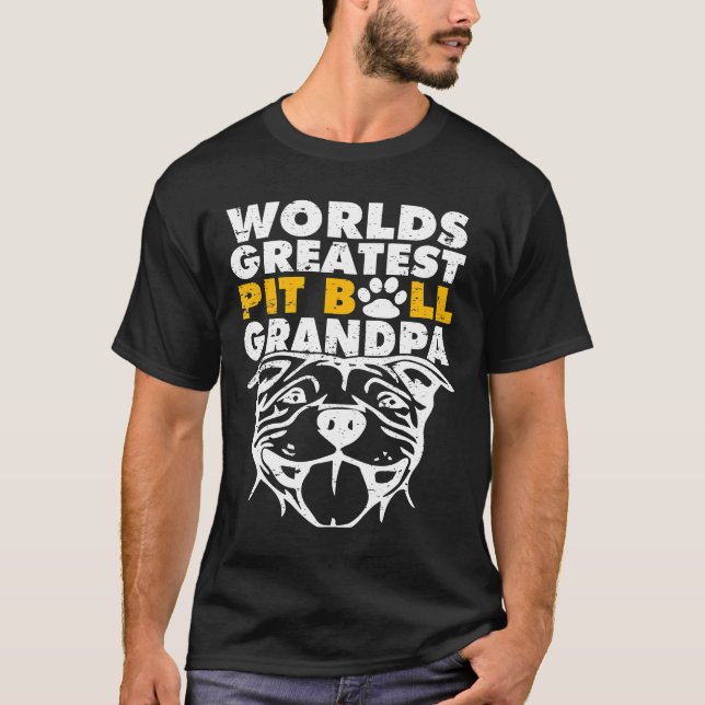 Världens största Pit Bull Grandpa Hundälskares Pap T Shirt (Framsida)