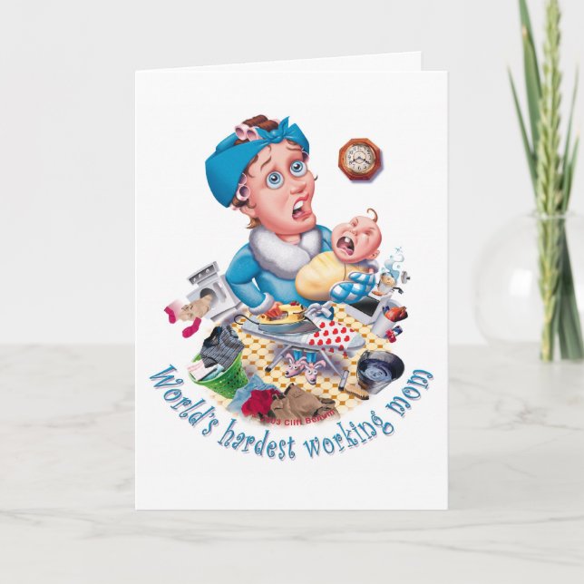 Världens svåraste arbetsdag för mamma-födelsedagsk kort (Framsida)