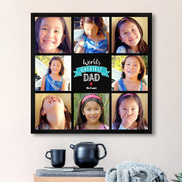 Världens Underbarare Pappa 8 Fotokollage Modern Te Poster