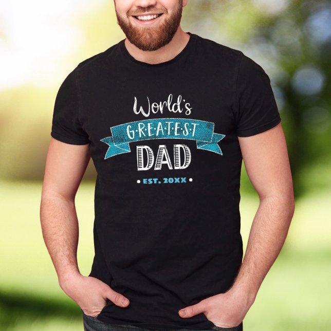 Världens Underbarare Pappa-turkos-utstresstext T Shirt (Skapare uppladdad)