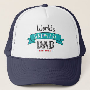 Världens Underbarare Pappa Turquise Banner Typogra Keps
