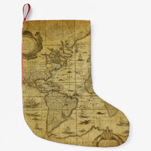Världens vintage karta 1635 liten julstrumpa