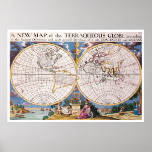 Världens vintage Karta (1700) Poster