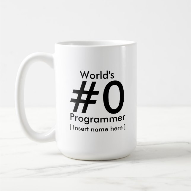 Världs #0-programmerare - personlig kaffemugg (Vänster)