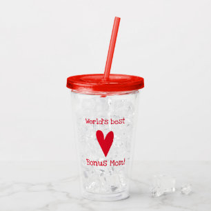 Världs bäst bonusmamma! röd hjärtamors dag take away mugg