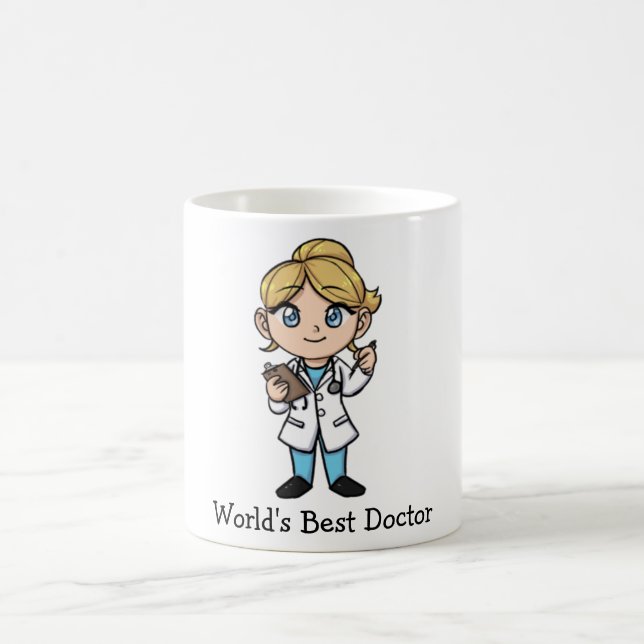 Världs bäst doktor - gulligt blont blåögt kaffemugg (Center)