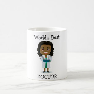 Världs bäst doktor, gulligt svart kvinnligt kaffemugg