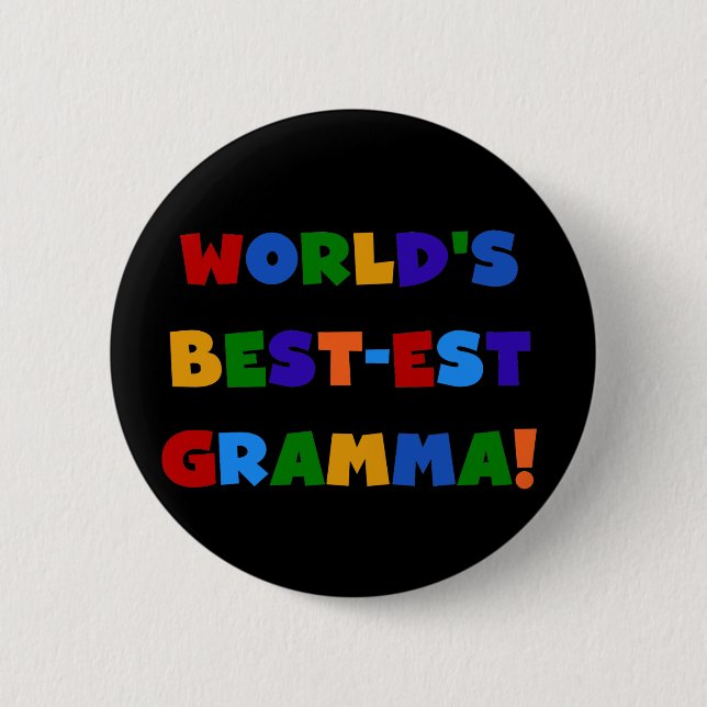 Världs Bäst-est ljusa färger Gramma Knapp (Framsida)