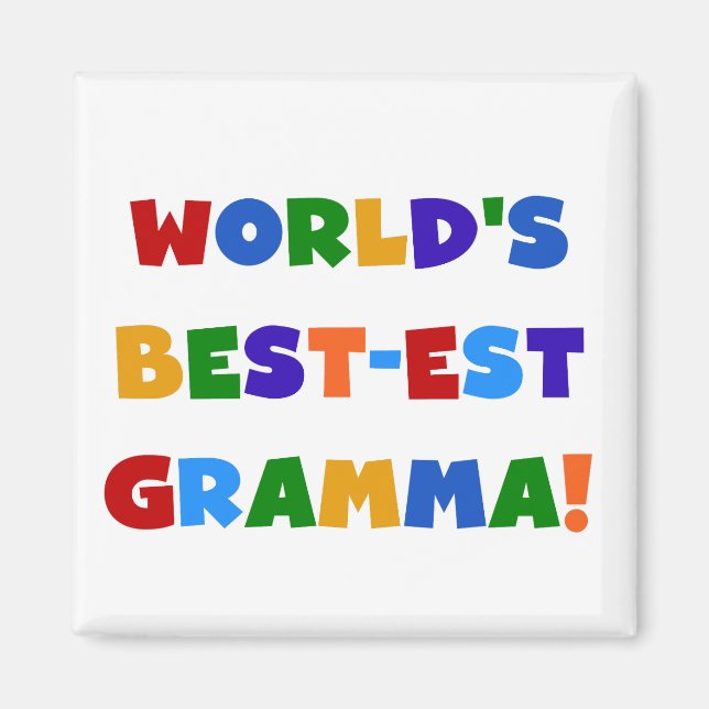 Världs Bäst-est ljusa färger Gramma Magnet (Framsidan)