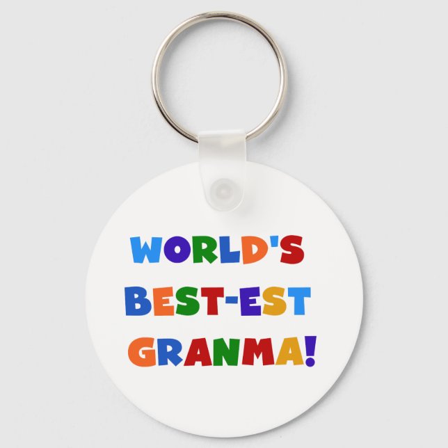 Världs Bäst-est ljusa färger Granma Nyckelring (Framsida)