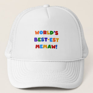 Världs Bäst-est Memaw ljusa färger Tshirts Truckerkeps