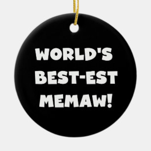 Världs Bäst-est Memaw svartvita T-tröja Julgransprydnad Keramik